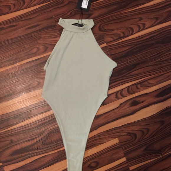 PrettyLittleThing Tops - Pretty little thing shape sage green rib neck high